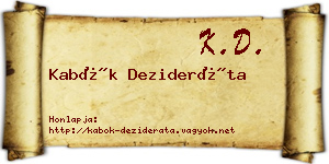 Kabók Dezideráta névjegykártya